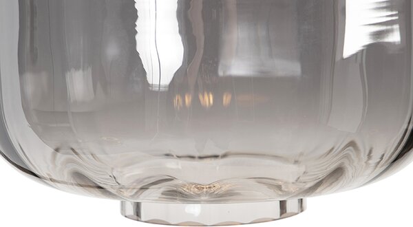 Lampada da terra di design nera con vetro fumé - Qara Down
