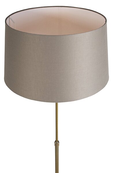Lampada da terra in bronzo con paralume in lino color tortora 45 cm regolabile - Parte