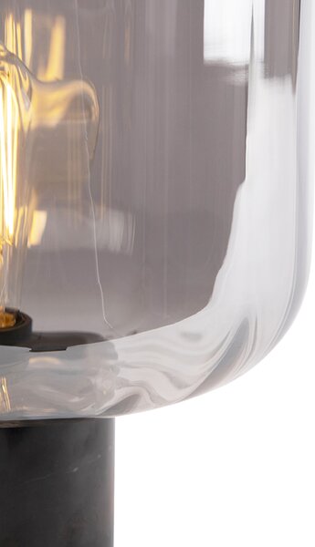 Lampada da tavolo di design nera con vetro fumé - Qara