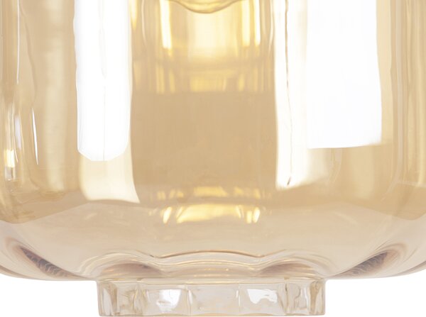 Lampada a sospensione di design nera con vetro ambrato 3 luci 161,5 cm - Qara