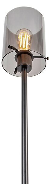 Lampada da terra di design nera con vetro fumé - Dome