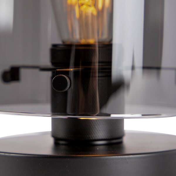 Lampada da tavolo di design nera con vetro fumé - Dome