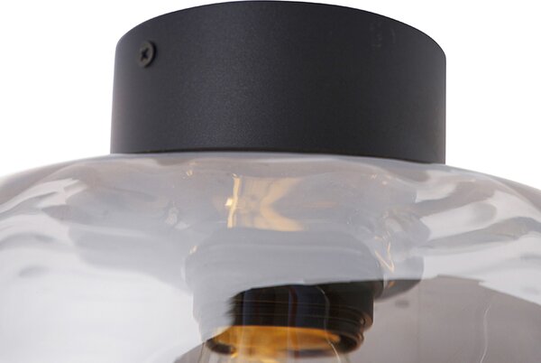 Plafoniera di design nera con vetro fumé - Qara