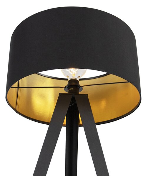 Lampada da terra nera con paralume nero e interno oro - Ilse