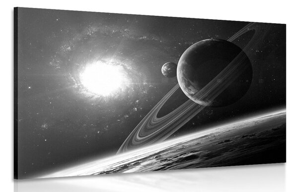 Quadro su tela – Pianeta nello spazio in bianco e nero