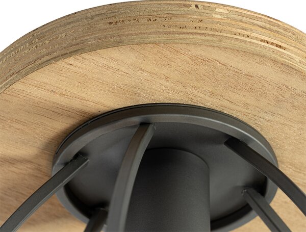 Plafoniera industriale grigio scuro con legno - Arthur