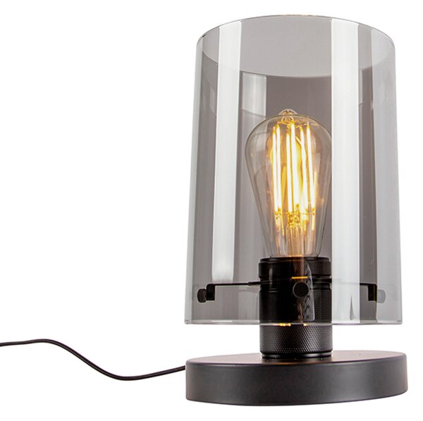 Lampada da tavolo di design nera con vetro fumé - Dome
