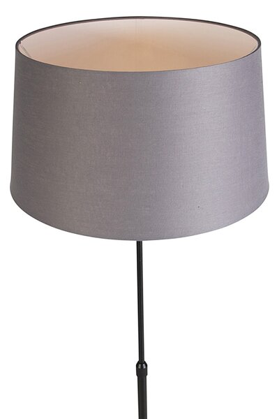 Lampada da terra nera con paralume in lino grigio scuro 45 cm - Parte