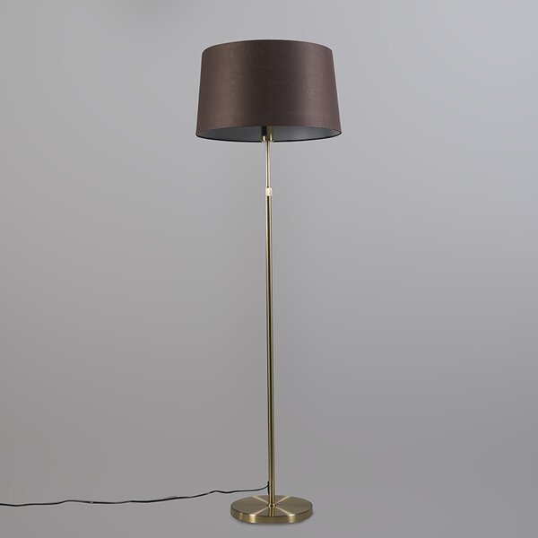 Lampada da terra oro/ottone con paralume marrone 45 cm regolabile - Parte