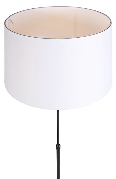 Lampada da terra nera con paralume in lino bianco 45 cm regolabile - Parte