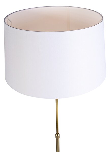 Lampada da terra in bronzo con paralume in lino bianco 45 cm regolabile - Parte