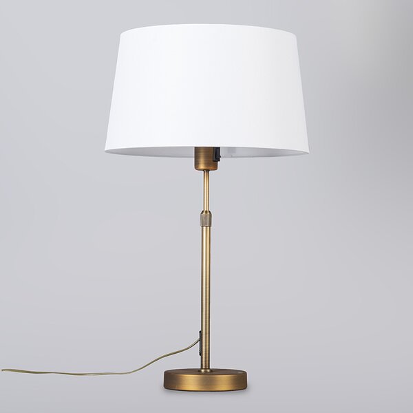 Lampada da tavolo bronzo con paralume bianco 35 cm regolabile - Parte
