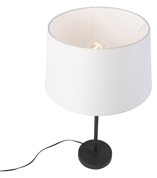 Lampada da tavolo nera con paralume in lino bianco 35 cm regolabile - Parte