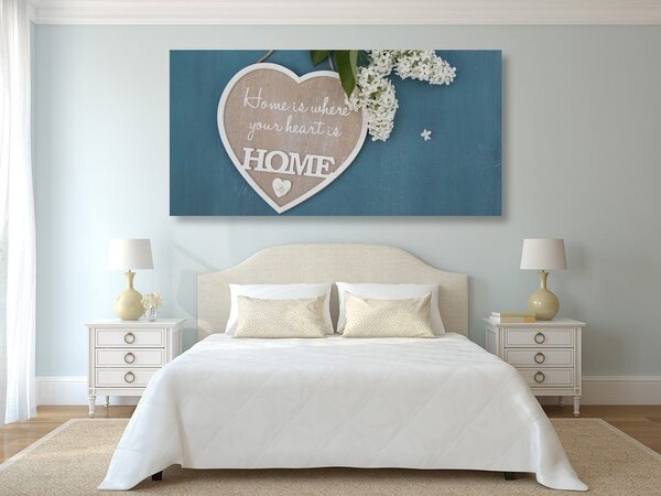 Quadro su tela – Cuore con citazione - Casa è dove è il tuo cuore