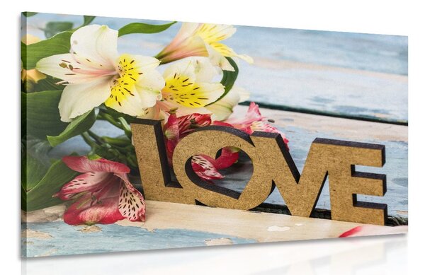Stampa su tela – Con scritta in legno Love