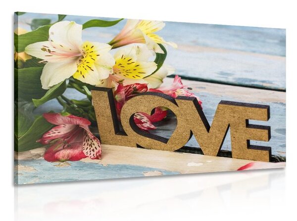 Stampa su tela – Con scritta in legno Love