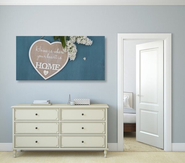 Quadro su tela – Cuore con citazione - Casa è dove è il tuo cuore