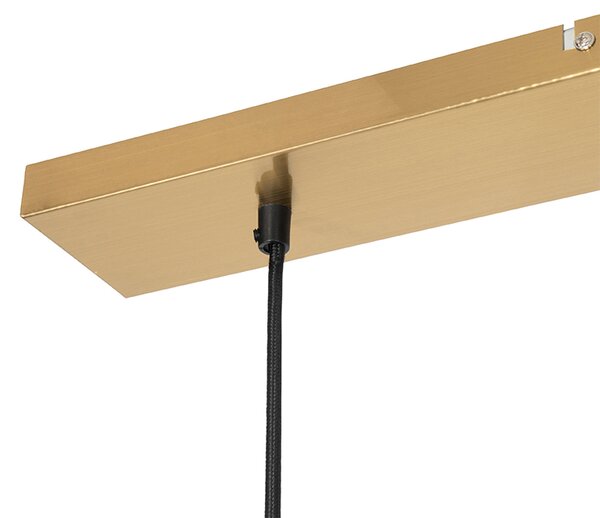 Lampada a sospensione Art Déco in ottone con vetro rosa 3 luci - Pallon
