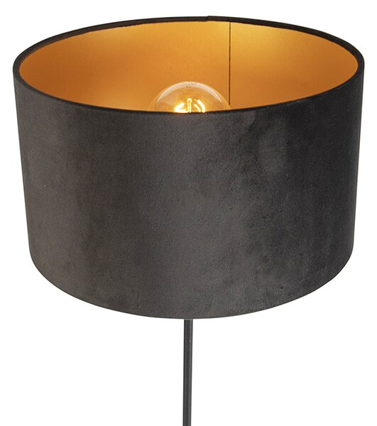 Lampada da terra intelligente nera con paralume in velluto nero 35 cm incl. Wifi A60 - Parte