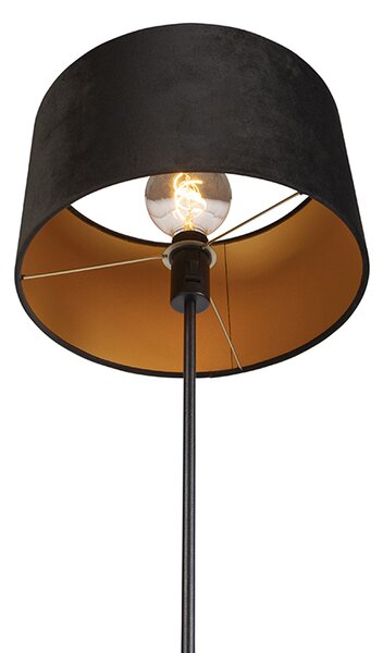 Lampada da terra intelligente nera con paralume in velluto nero 35 cm incl. Wifi A60 - Parte