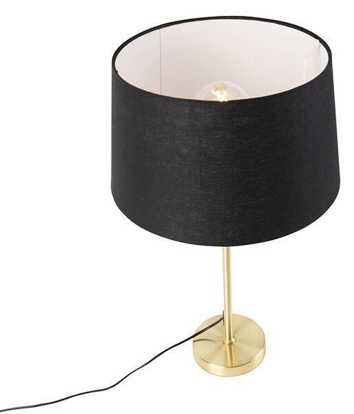 Lampada da tavolo oro/ottone con paralume in lino nero 35 cm - Parte