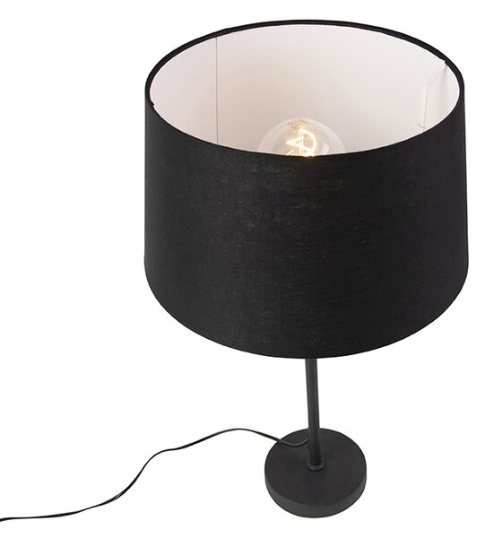 Lampada da tavolo nera con paralume in lino nero 35 cm regolabile - Parte
