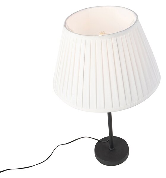 Lampada da tavolo nera con paralume plissettato crema 35 cm regolabile - Parte