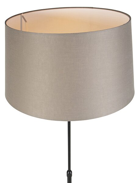 Lampada da terra nera con paralume in lino color tortora 45 cm regolabile - Parte