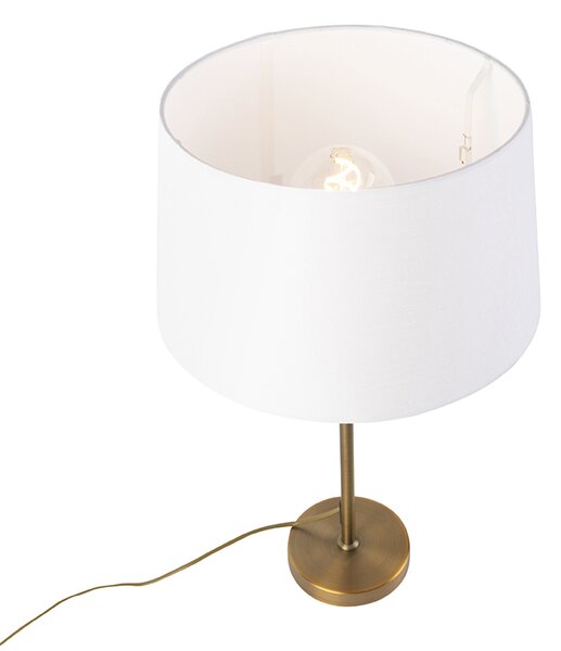 Lampada da tavolo in bronzo con paralume in lino bianco 35 cm - Parte