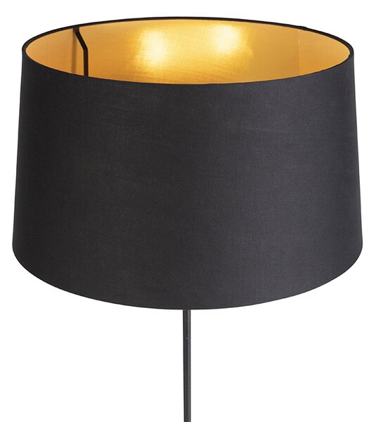 Lampada da terra nera con paralume nero 45 cm regolabile - Parte