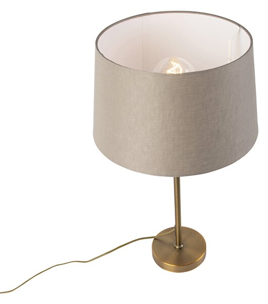 Lampada da tavolo in bronzo con paralume in lino color tortora 35 cm - Parte