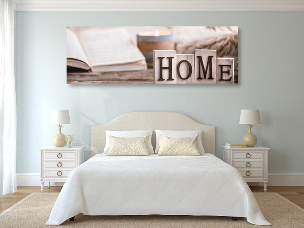 Stampa su tela – Lettere di legno con scritta Home
