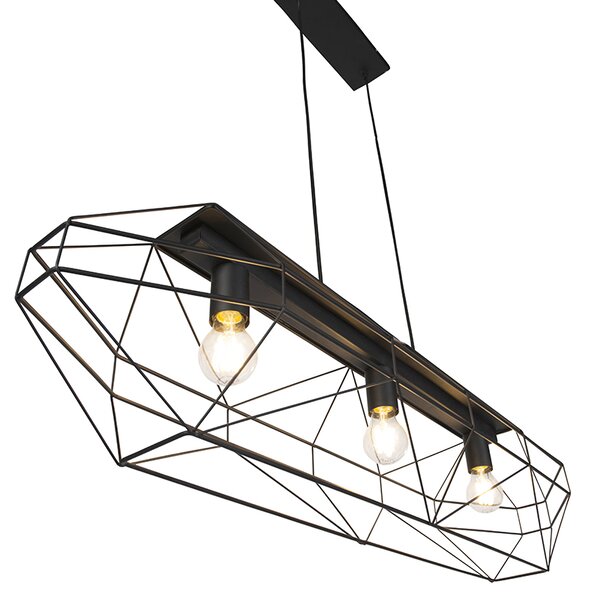 Lampada a sospensione industriale nera 3 luci - Carcass
