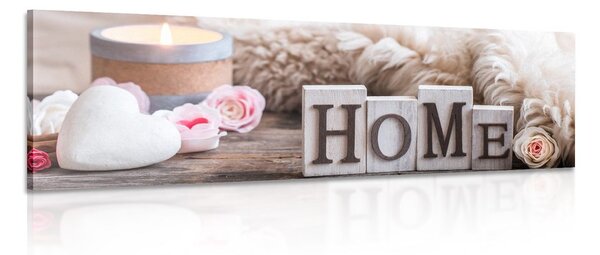 Stampa su tela – Natura morta con scritta Home