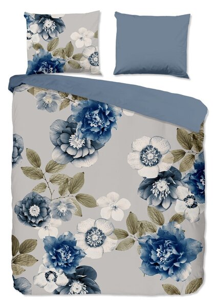 Set lenzuola letto matrimoniale in flanella blu-grigia 200x220 cm Gabin - Good Morning