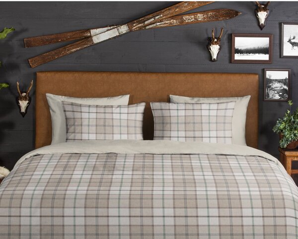 Set lenzuola letto una piazza e mezza in flanella tortora 140x200 cm Bernardus - Good Morning