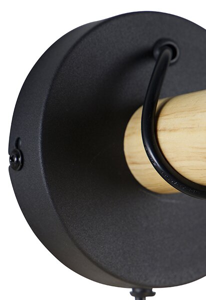 Applique da parete rustica nera con legno - Dami Frame