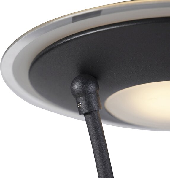 Lampada da terra nera con braccio da lettura con LED e porta USB - Sevilla