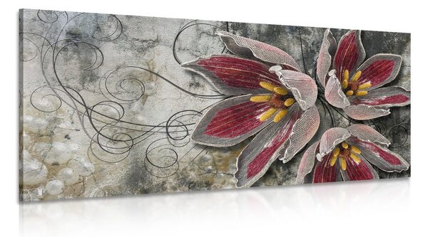 Stampa su tela – Fiori con perle