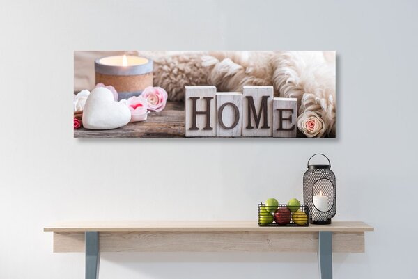 Stampa su tela – Natura morta con scritta Home