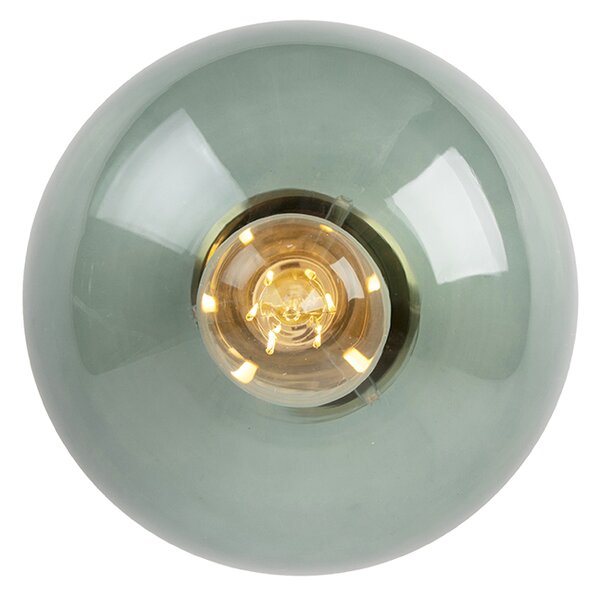 Plafoniera Art Déco in ottone con vetro verde - Pallon