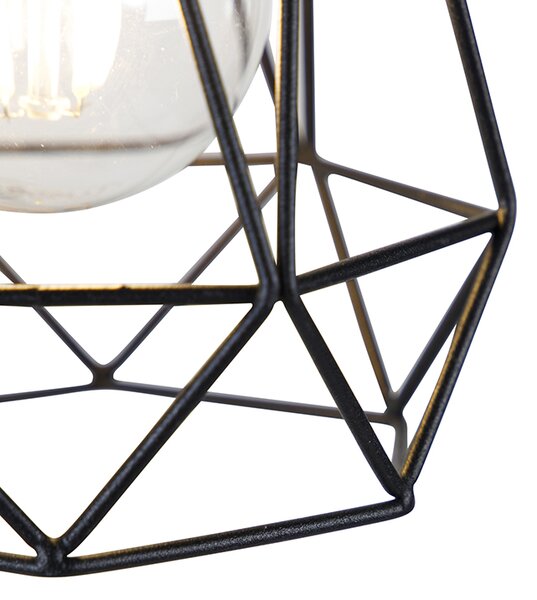 Applique da parete rustica nera con legno - Dami Frame