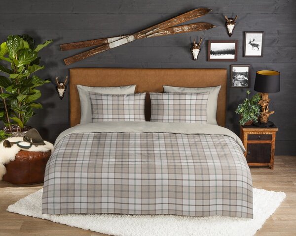 Set lenzuola letto una piazza e mezza in flanella tortora 140x200 cm Bernardus - Good Morning