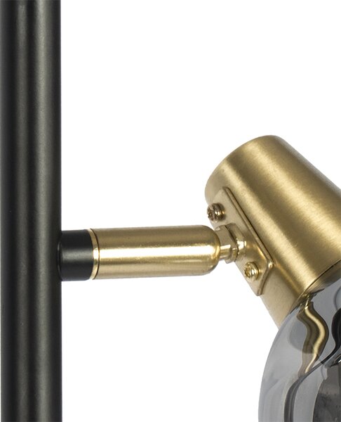 Lampada da terra Art Déco nera e oro con vetro fumé 3 luci - VIDRO
