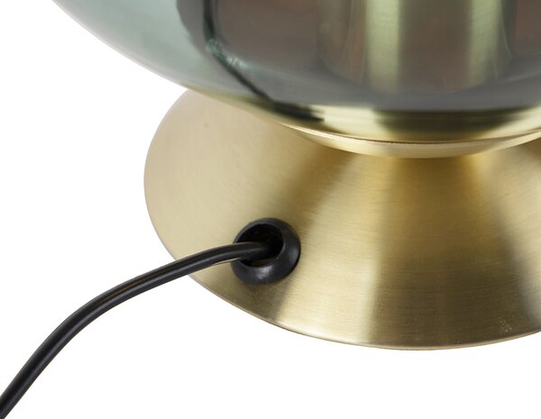 Lampada da tavolo Art Déco in ottone con vetro verde - Pallon