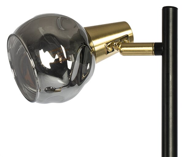 Lampada da terra Art Déco nera e oro con vetro fumé 3 luci - VIDRO
