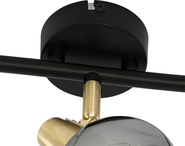 Plafoniera Art Déco vetro fumé oro 3 luci - VIDRO