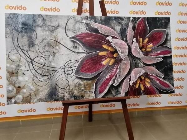 Stampa su tela – Fiori con perle