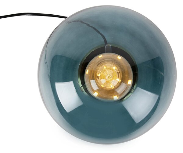 Lampada da tavolo Art Déco in ottone con vetro blu oceano - Pallon
