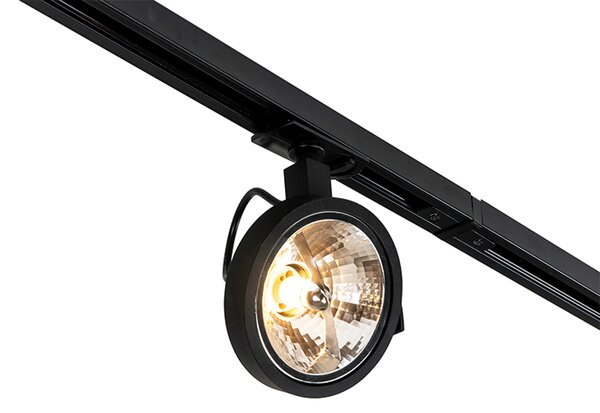 Sistema di illuminazione a binario moderno con 5 faretti nero 1 fase - Iconic Go
